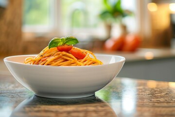 Wall Mural - Italian Cuisine, Tomato Spaghetti on Table