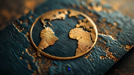 Wall Mural - Globe Icons: A close-up photo of a globe icon printed on a business card