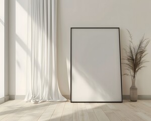 Wall Mural - mockup of an empty blank white poster frame