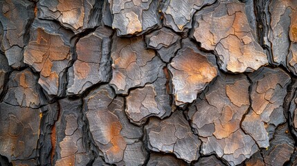 Wall Mural - Textures and Patterns: A photo macro close-up of the rough texture of tree bark