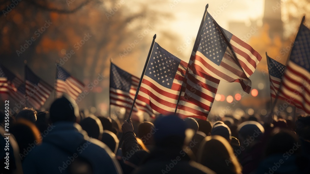 cold tones, Background blur of crowd at political rally in the United ...