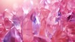 Vibrant pink abstract setting featuring delicate crystals and smooth stones, a perfect backdrop for crystal spa treatments and healing practices in 4k