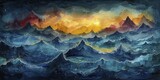 Fototapeta  - In the turbulent sea of commerce, graphs mimic ocean waves, capturing market shifts beneath a stormy sky in a watercolor masterpiece.