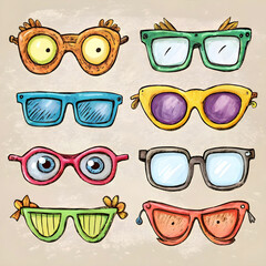 funny glasses of different shape