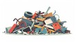 © Bijac - pile of scrap metal and junk in a minimalistic flat vector style isolated on white background illustration