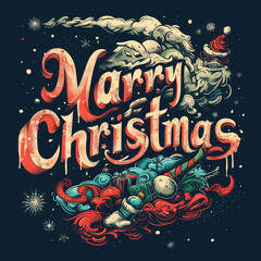 Wall Mural - Marry Christmas greeting card poster