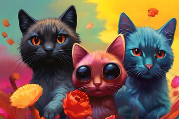  cats funny cat art animal lover design 