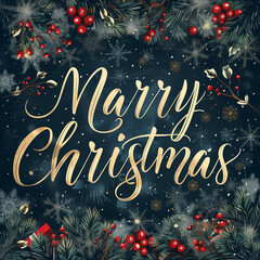 Wall Mural - Marry Christmas greeting card poster