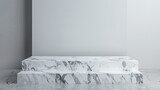 Fototapeta  - White marble tabletop, ideal for premium product displays.