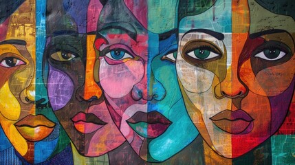 Wall Mural - International Women's Day. Cultures United in Color - A vibrant celebration of women's empowerment and gender equality, featuring diverse cultures and colorful elements.