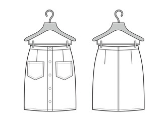 Wall Mural - Women classic skirt on hanger. Vector skirt template