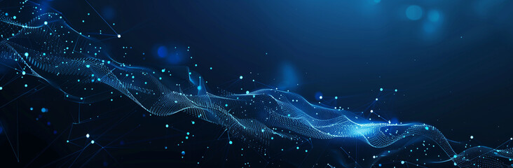 Abstrakte Technologie Hintergrund mit leuchtenden Punkten und Linien auf einer blauen Farbe, digitale Netzwerk-Konzept-Banner für Business-Präsentation Design Vektor-Illustration 