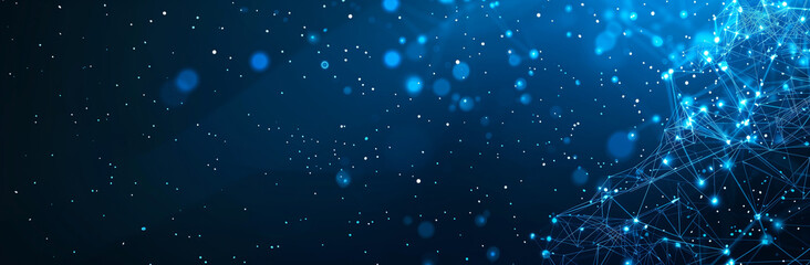 Abstrakte Technologie Hintergrund mit leuchtenden Punkten und Linien auf einer blauen Farbe, digitale Netzwerk-Konzept-Banner für Business-Präsentation Design Vektor-Illustration 