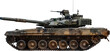 Modern battle tank with turret and armament isolated cut out png on transparent background