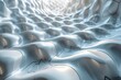 This image showcases a white abstract 3D graphical representation of a wave-like structure evoking modern and fluid design