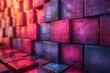 A captivating arrangement of luminous cubes in red and blue hues creating a rhythmical and dynamic pattern