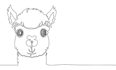 Canvas Print - Alpaca one line continuous. Line art Alpaca. Hand drawn vector art.