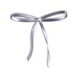 3d chrome liquid bow ribbon in y2k style isolated on a dark background. Render of the modern silver aesthetic bow knot, vintage girly hair accessory with reflection gradient effect. 3d vector y2k icon