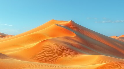 Wall Mural -   A collection of sand dunes against a blue backdrop, adorned with clouds scattered in the sky