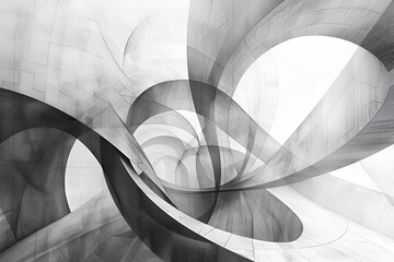 Sticker - a series of circles and arches are shown in a gray-and-white color scheme. the image is abstract and