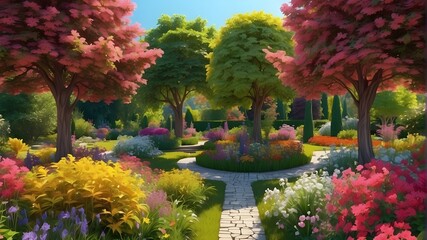 Wall Mural - garden with flowers