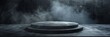Dramatic Black Podium with Smoke and Spotlight Background Generative AI