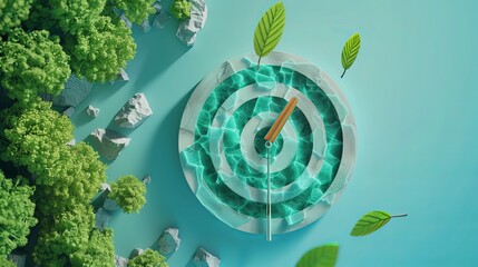 Enviromentally sustainable company target in 2024. Carbon neutral and net zero concept. Reducing carbon footprint. Decreasing CO2 emissions target. Limit climate change and global warming