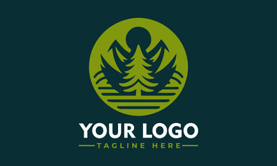 Sticker - Pine Tree Logo Vector Illustration Logo Tree Geometri design vector for Business Identity Branding