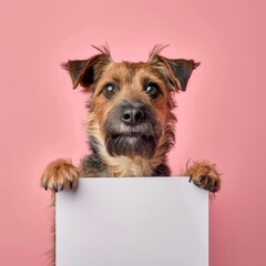 dog with blank sign