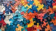 Colorful Mosaic Pattern of Scattered Puzzle Pieces in Abstract Digital Art