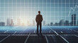 © Imagecreator - Photovoltaik und Solaranlage mit Person und Chart Entwicklung regenerative Energien Generative AI