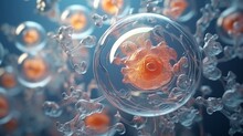 3d Rendering Of Human Cell Or Embryonic Stem Cell Microscope.