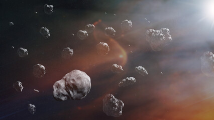 Wall Mural - asteroids in deep space. elements of this image furnished by nasa.