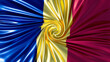 Abstract Swirl of Romanian Flag Colors in Dynamic Flow