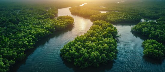Wall Mural - Aerial view of mangrove forest in Gambia.