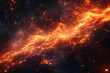 Fiery Glowing Particles Flowing in Dark Space