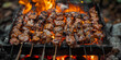Sizzling Barbecue Skewers Over an Open Flame