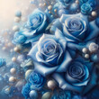 Blue roses background, floral background for holidays