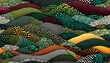 Simple decorative illustrative representation of hills in a landscape consisting of differently colored and textured layers - ai generated