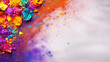 Freeze motion of colored dust explosion isolated on black background

