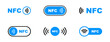NFC payment icon set. Contactless wireless pay sign. NFC technology icon. Credit card nfc payment. Vector icon.
