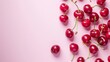 Cherry fruit top view on the pastel background