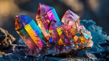 Enchanting Crystal With Rainbow Colors   AI Generated Illustration