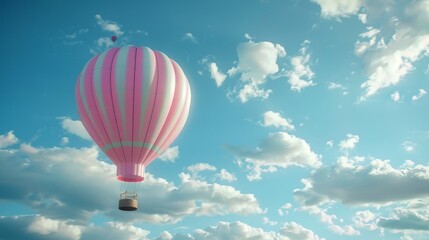 Wall Mural - An enchanting  3d rendered flying hot air balloon   AI generated illustration