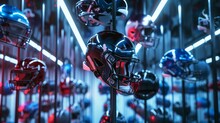 Football Helmets Suspended In A  3d Space   AI Generated Illustration