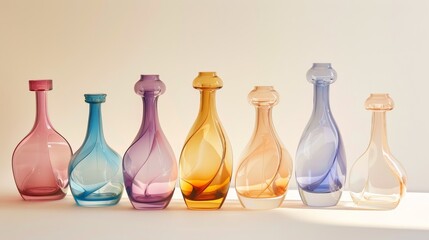 Wall Mural - Funky perfume bottles   AI generated illustration