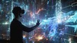 Holographic projections turning the space into a virtual world   AI generated illustration