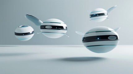 Wall Mural - Isolated flying objects presented in a sleek and modern  3d style   AI generated illustration