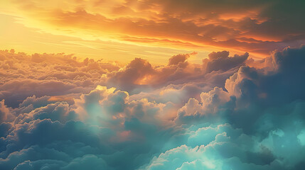 Canvas Print - AI Generated. AI Generative. Aerial air sky clouds landscape background from top view. Graphic Art