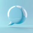 Glossy speech bubble symbol isolated on blue background, generative ai